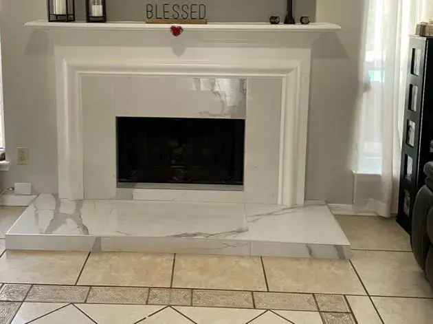 Marble fireplace surround and hearth
