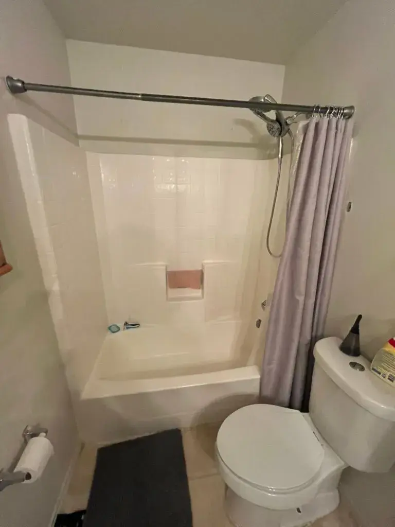 Primary bath, tub to shower before remodel