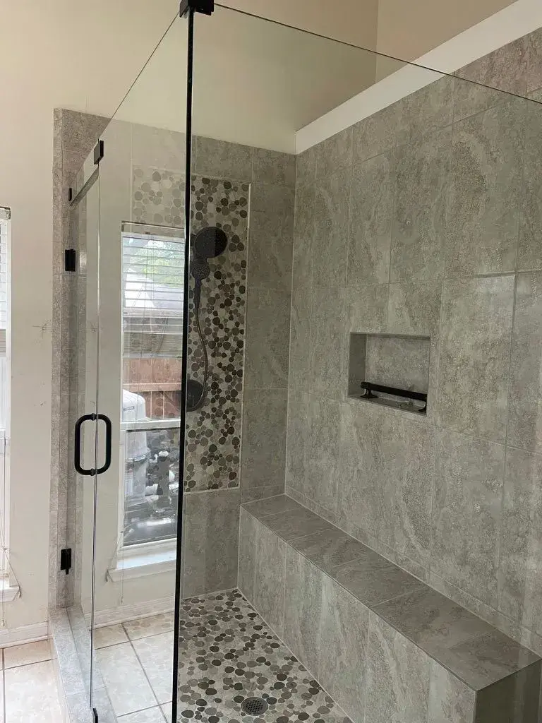 Custom walk-in shower with bench